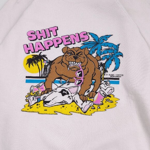 Vtg 80’s Spuds MacKenzie Party Animal Crew Neck Sweatshirt Sh!t Happens Parody - Picture 3 of 6